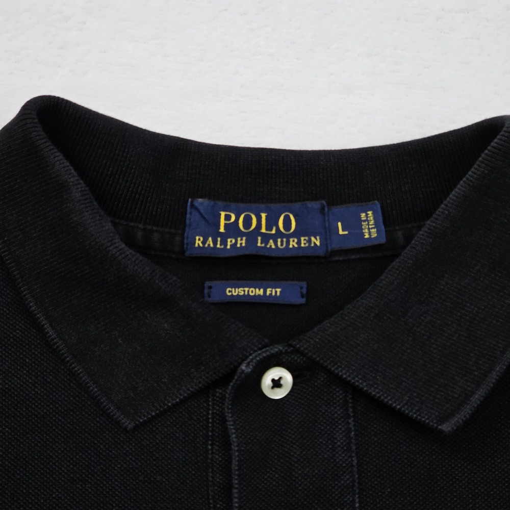 Polo Ralph Lauren Polo Mens L Black Green Pony Custom Fit Cotton Preppy Ivy - Picture 4 of 11